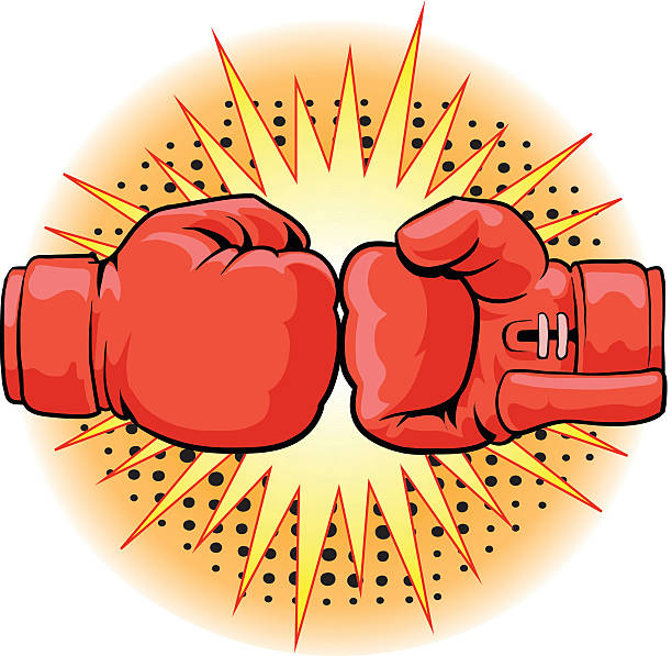 Boxing Gloves Crushing All images are placed on separate layers. They can be removed or altered if you need to. Some gradients were used. No transparencies.  boxing illustrations stock illustrations