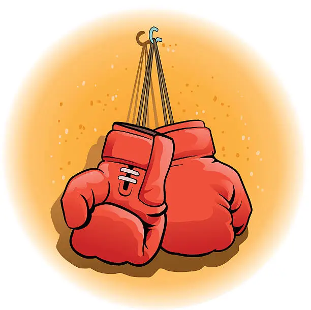 Vector illustration of Pair of Boxing Gloves Hanging