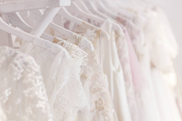 istock Beautiful clothing for bride in salon 535518210