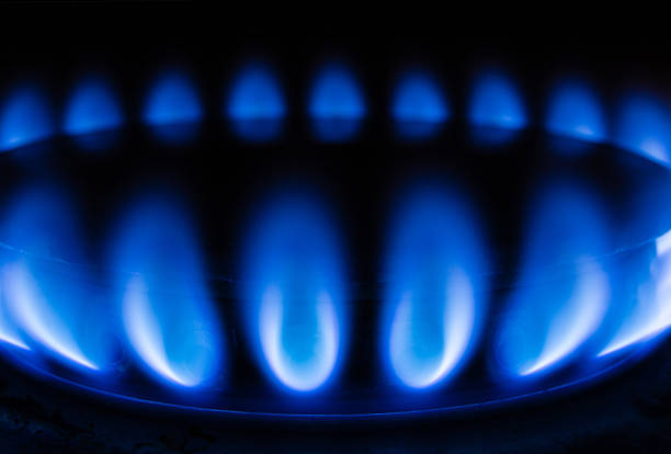 istock Close up of gas burner on stove 535518877