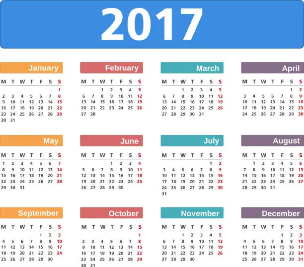 Vector illustration of Calendar 2017