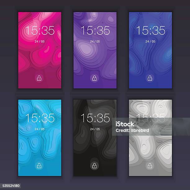 Background Interface Phone Mobile Interface Wallpaper Design Set With Abstract Vector Back Stock ...