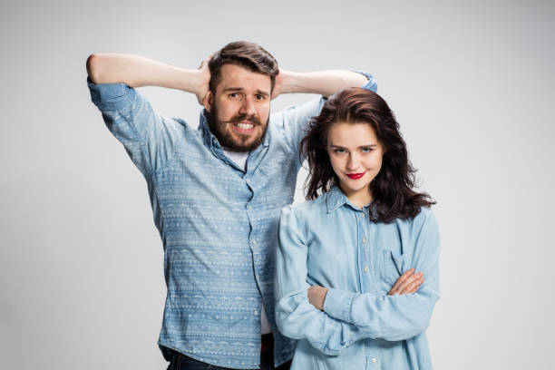 istock Young couple with different emotions during conflict 535526128