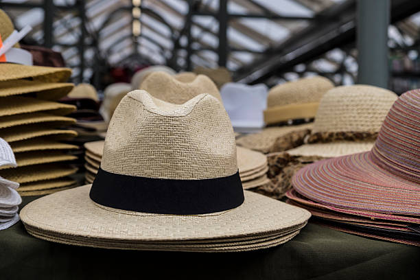 istock Piles of hats on a market stall 535526954