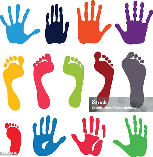 Generation Hand And Foot Prints Stock Illustration - Download Image Now - Handprint, Women, Accuracy