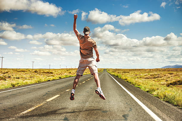 Happiness man jump 