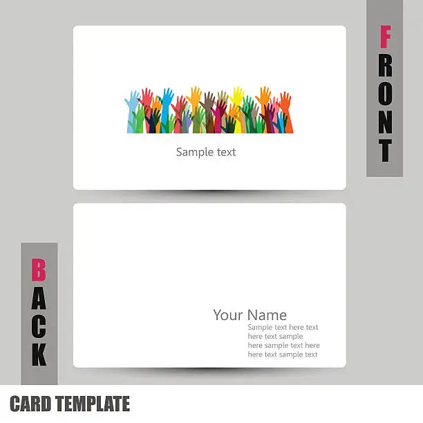 Vector illustration of Modern hands of different colors concept Business-Card Set