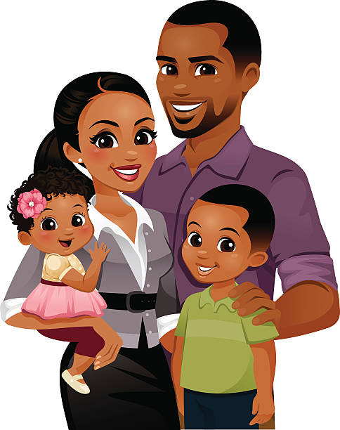 Smiling Family vector art illustration