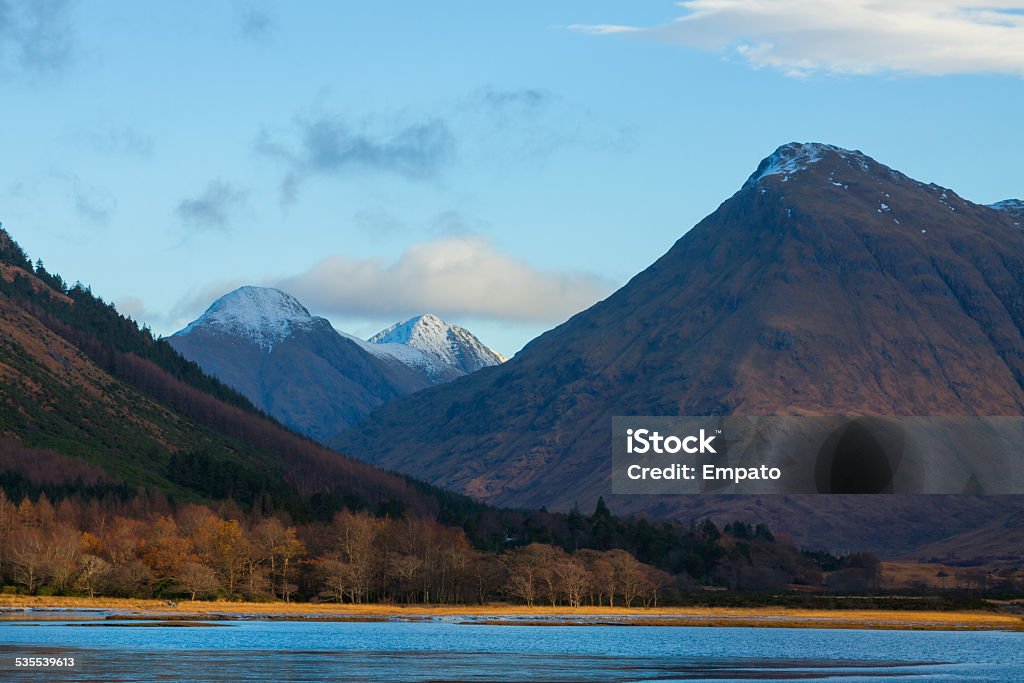 Glen Etive in the Highlands of Scotland. Picturesque Glen Etive, near Glencoe in the Highlands of Scotland. 2015 Stock Photo