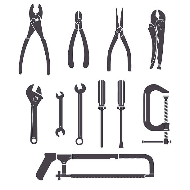Tools icons Tools icons, vector illustration set collection, isolated white background. wire cutter stock illustrations
