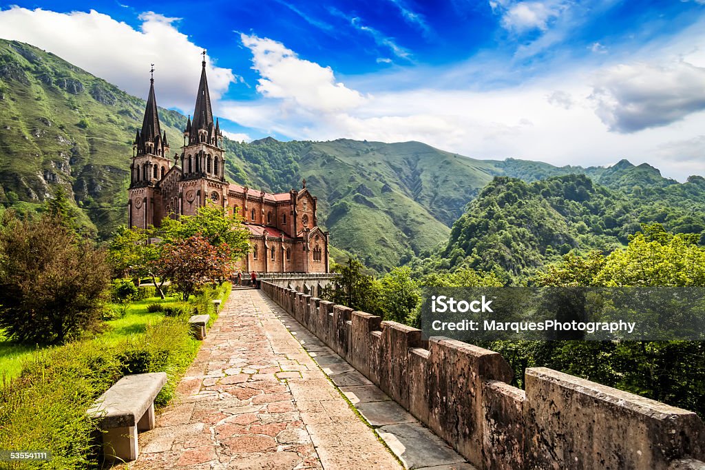 Basilica of Our Lady of Battles, Covadonga, Asturias, Spain. Covadonga Stock Photo