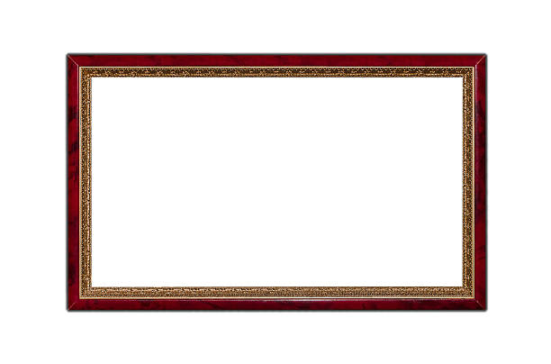 istock Dark red wooden frame isolated on white 535541325