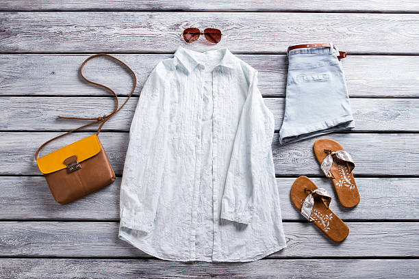 istock White shirt and blue shorts. 535543182