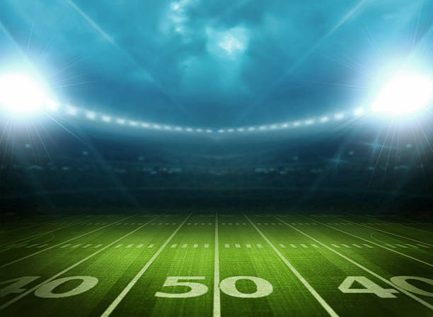light of stadium American soccer stadium background american football field stock pictures, royalty-free photos & images