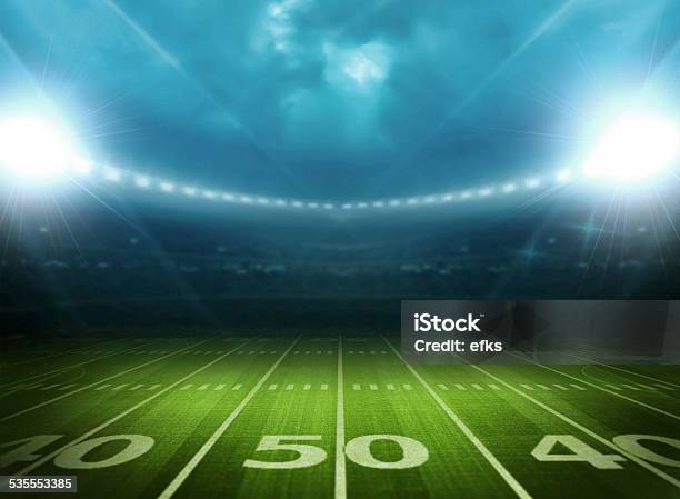 Light Of Stadium Stock Photo - Download Image Now - American Football Field, Soccer Field, American Football - Sport