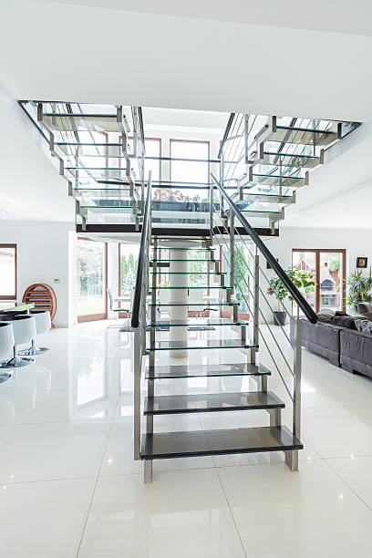 istock Glass stairs in modern house 535553437