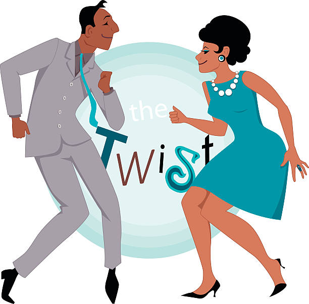 ilustraciones, imágenes clip art, dibujos animados e iconos de stock de la twist - 1950s style 1960s style dancing image created 1960s
