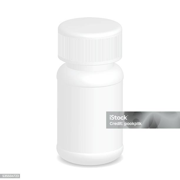 White Plastic Medical Container Isolated On White Background Stock Illustration - Download Image Now