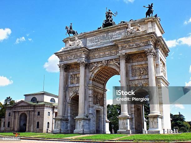 Arch Of Peace Of Gate Sempione Milan Stock Photo - Download Image Now - Horse, Napoleon Bonaparte, Napoleon III