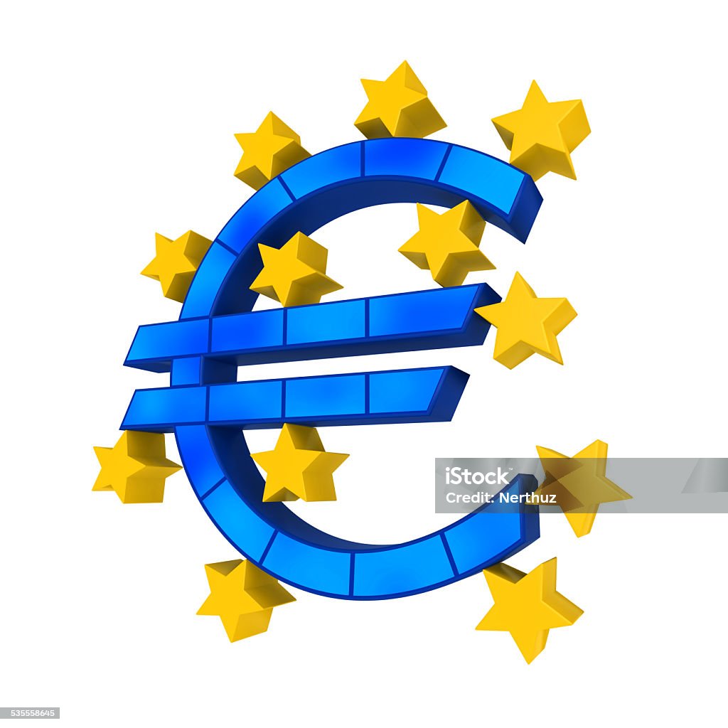 European Union Symbol European Union Symbol isolated on white background. 3D render Euro Symbol Stock Photo