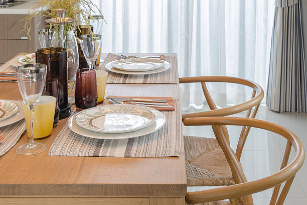 istock dinning set on wooden table in modern dinning room 535559757