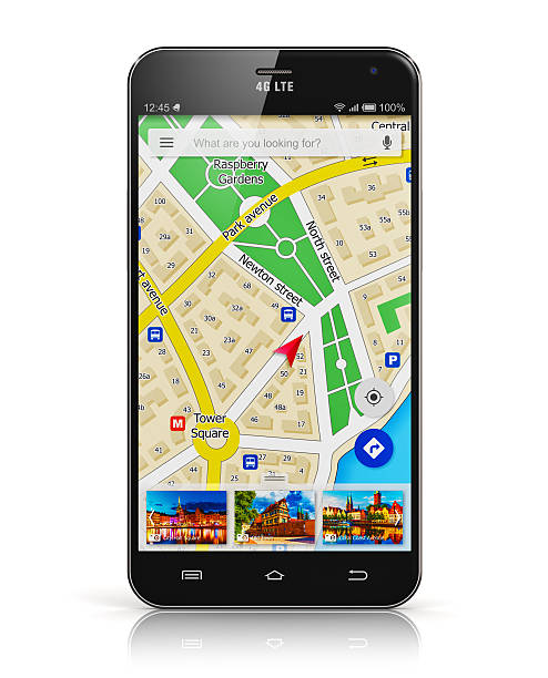 навигации gps на смартфоне - map global positioning system cartography city map стоковые фото и изображения