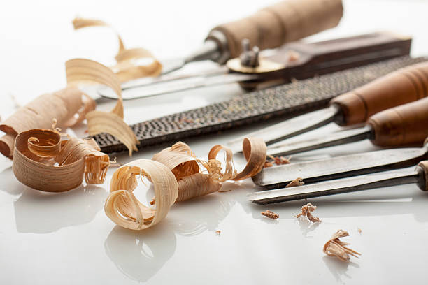 woodworker 도구, 톱밥 백색 보르 - construction material home improvement work tool screwdriver 뉴스 사진 이미지
