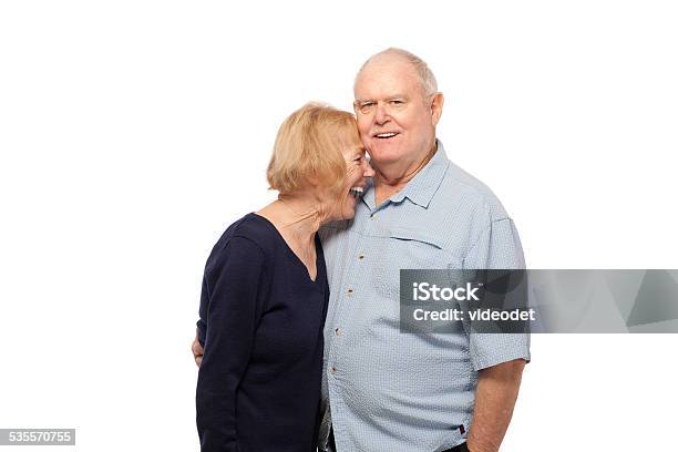 Happy Senior Couple Against White Stock Photo - Download Image Now - Adult, Adults Only, Affectionate