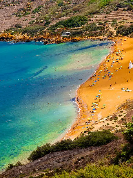 View of Ramla Bay, Gozo, Malta.