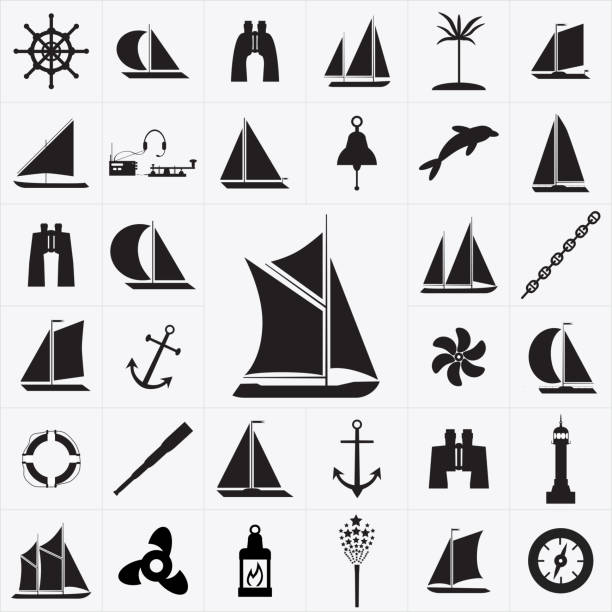 illustrations, cliparts, dessins animés et icônes de groupe de icônes sur le thème du voyage en mer - clipper guard
