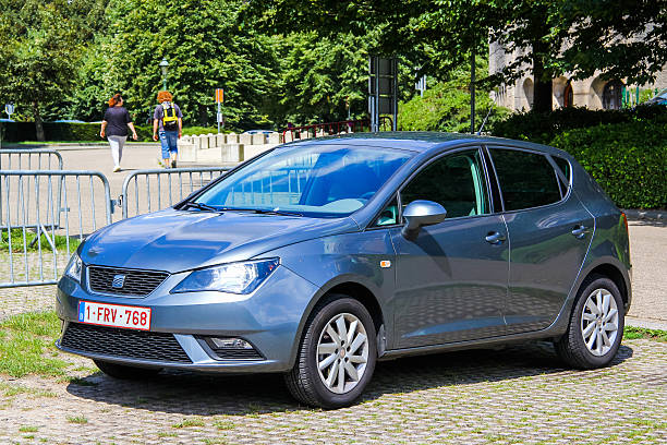 SEAT Ibiza Brussels, Belgium - August 9, 2014: Motor car SEAT Ibiza is parked in the city street. seedy alley stock pictures, royalty-free photos & images