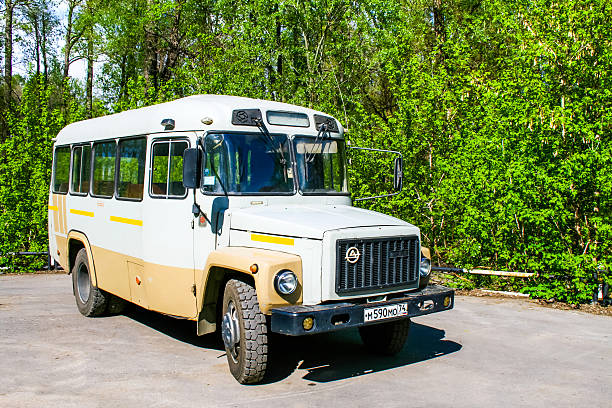 KAvZ 3976 Asha, Russia - May 14, 2011: Small bus KAvZ 3976 is parked in the city street. seedy alley stock pictures, royalty-free photos & images
