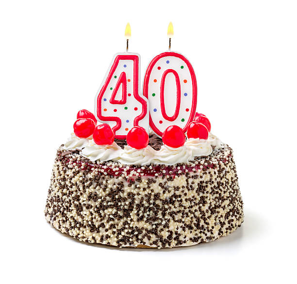 istock Birthday cake with burning candle number 40 535626941