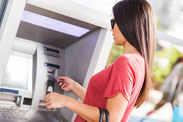 istock Woman withdrawing money from ATM. 535628577
