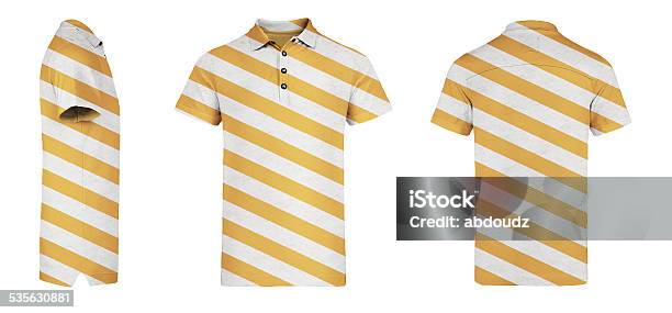 Orange Polo Shirt With Stripes White Background Stock Photo - Download Image Now - Polo Shirt, 2015, Casual Clothing