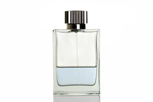 Photo of blue perfume in bottle