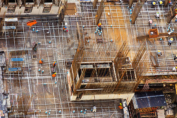 a estrutura de aço edifício grande foto de vista. - civil building imagens e fotografias de stock