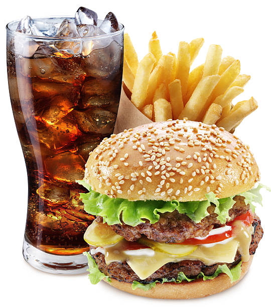 istock Hamburger, potato fries, cola drink. 535632831