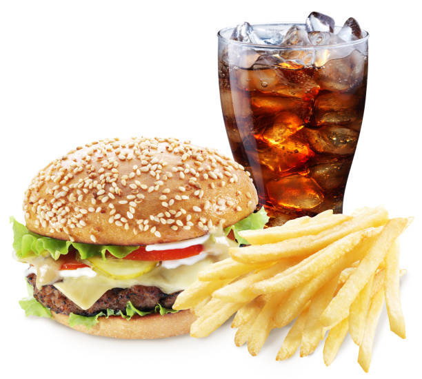 istock Hamburger, potato fries, cola drink. 535632849