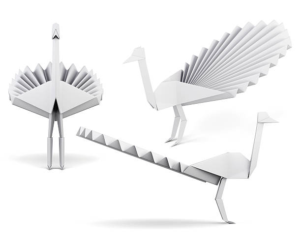 istock Set of paper peacock isolated on white background. 535640668
