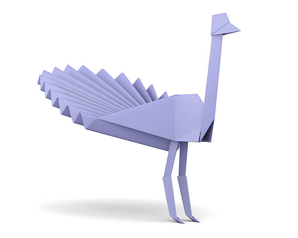 istock Purple peacock from paper isolated on white background. 3d rende 535642988
