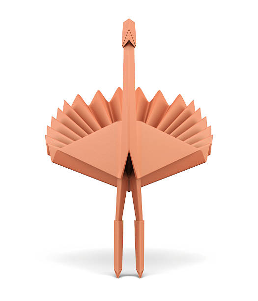 istock Paper orange peacock front view isolated on white background. 535643536