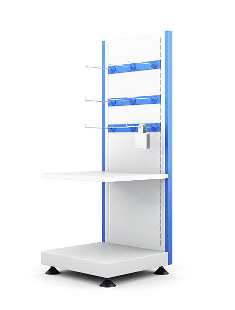 istock Rack with shelves and hooks for product isolated 535646856