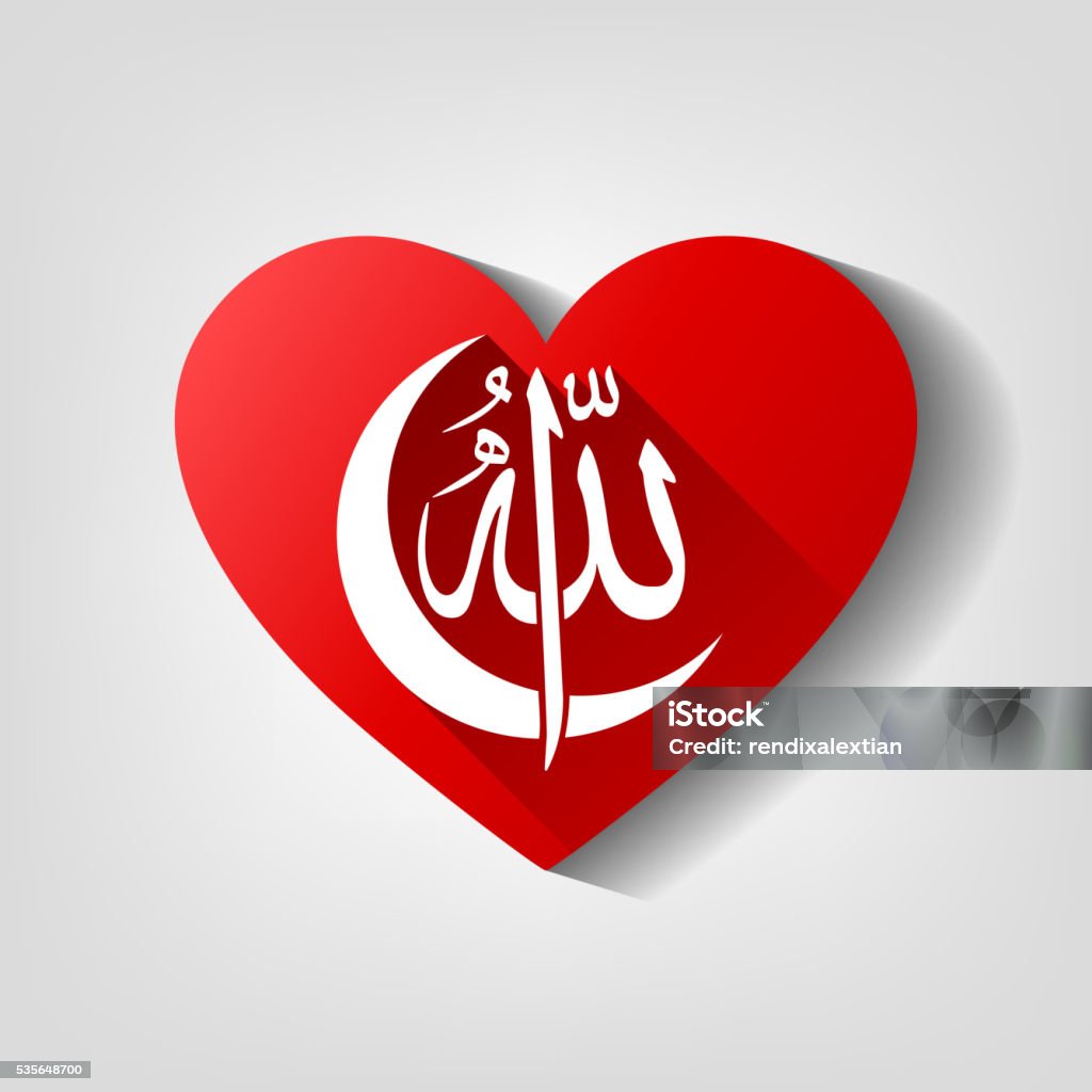 Yêu Allah Trong Thư Pháp Ả Rập Viết Với Mặt Trăng Lưỡi Liềm Hình ...