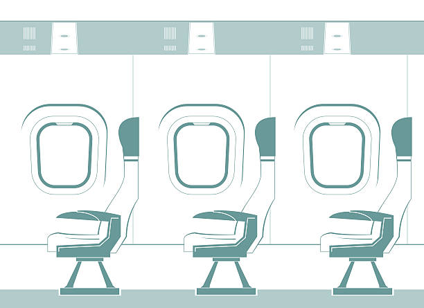 Aircraft cabin silhouette Aircraft cabin silhouette. Vector illustration. airplane seat stock illustrations