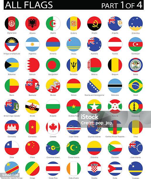 All World Round Flag Flat Icons Illustration Stock Illustration - Download Image Now - Icon Symbol, National Flag, Circle
