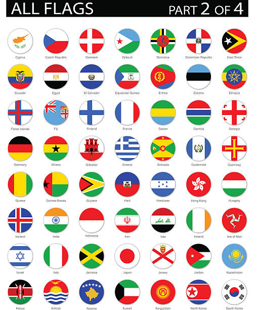 wszystkie flagi świata okrągłe płaskie ikony ilustracja - france gibraltar stock illustrations
