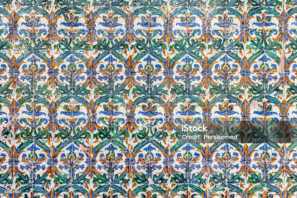 Seville Alcazar Spain, Andalusia Region. Detail of Alcazar Royal Palace in Seville. Alcazar Palace Stock Photo