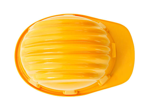 top view of yellow hard hai isolated white