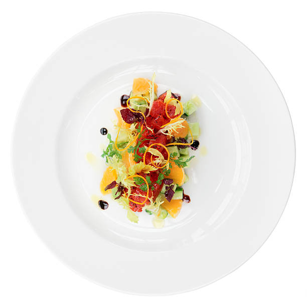 istock Tuna tartar with cucumber and orange, isolated 535675723